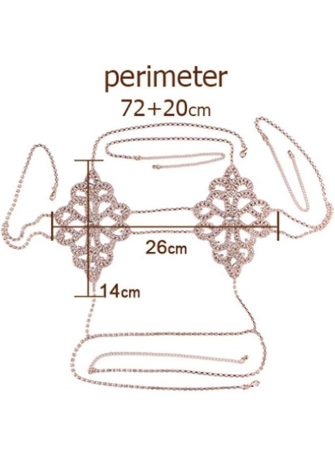 Nicute Rhinestone Chain Tops Sparkly Body Jewelry Bra Chain Jewelry for Women(Silver) - Image 2